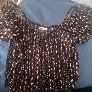 SO Women's Black Floral Top